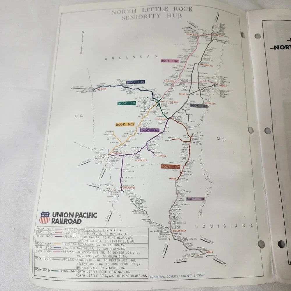 Union Pacific Railroad 2003 North Little Rock Hub Book 1608 Track & Spot Info